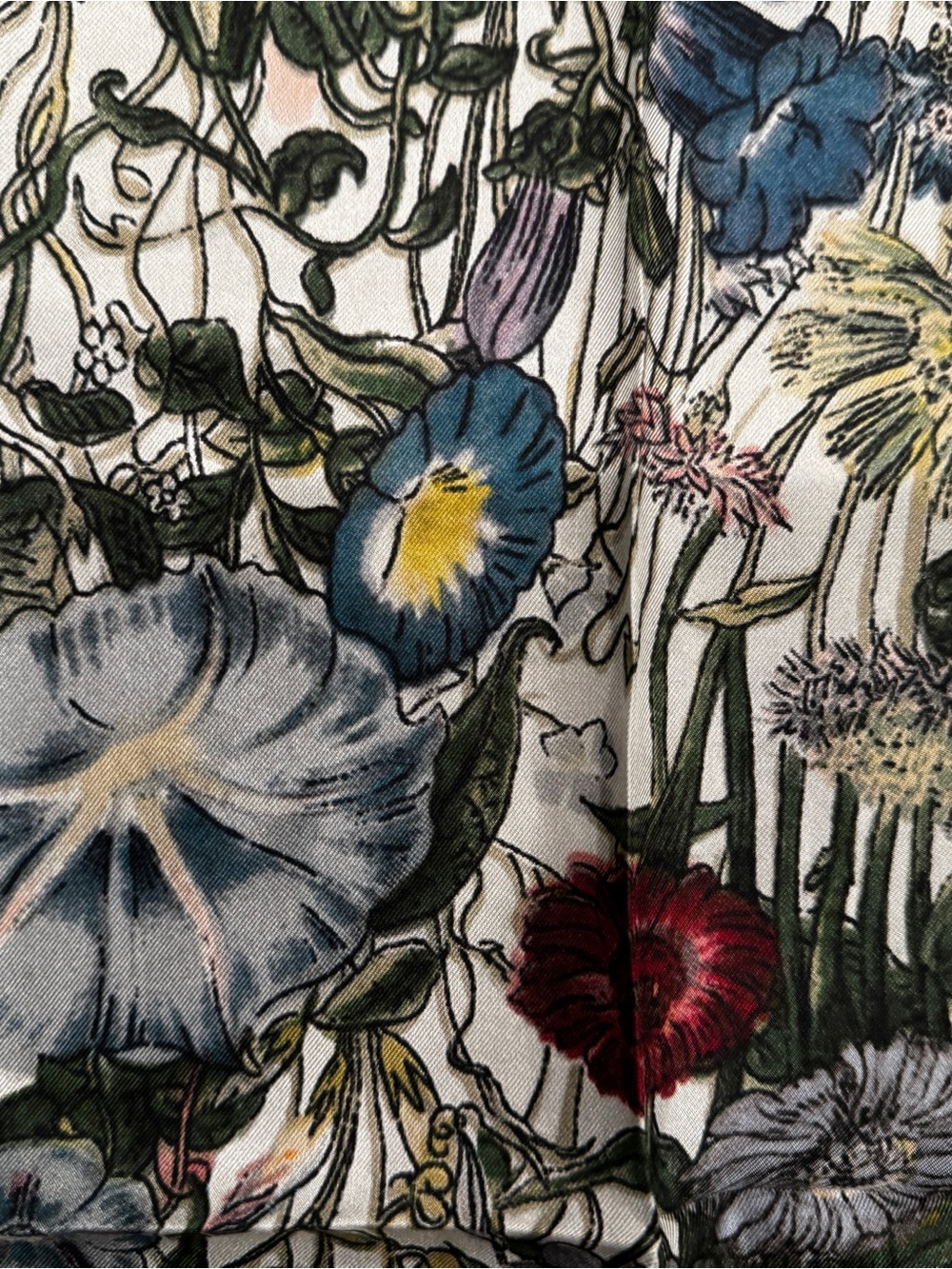 Floral Botanical Print Silk Scarf in Multicolor - Picture 3 of 5